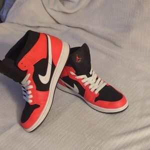 Nike High-Top Sneakers - Red, Black, and White